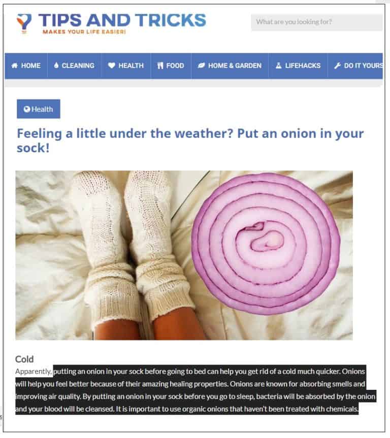 Fact Check Can putting onion in socks cure cold and flu? THIP Media