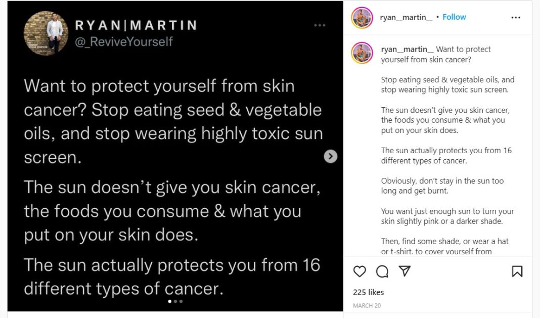 Fact Check Does diet not sun exposure cause skin cancer? THIP Media