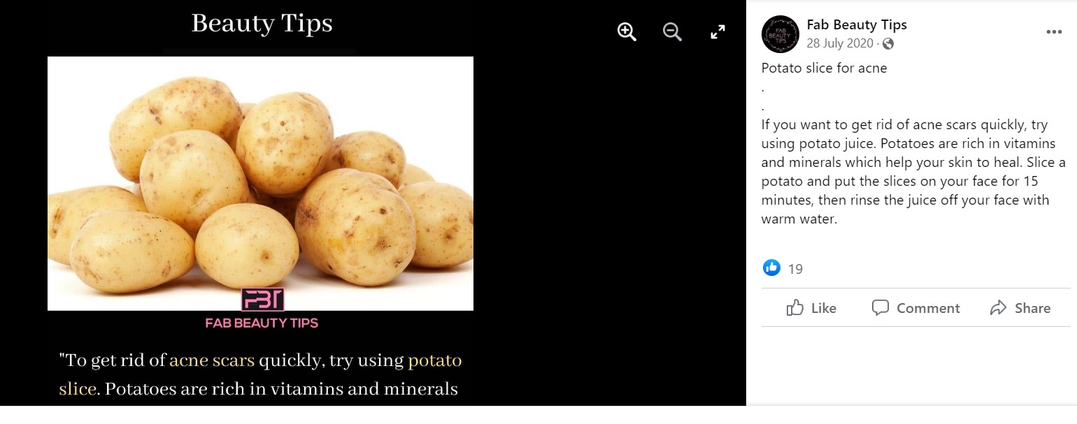 Fact Check Can potatoes help in getting rid of acne scars? THIP Media