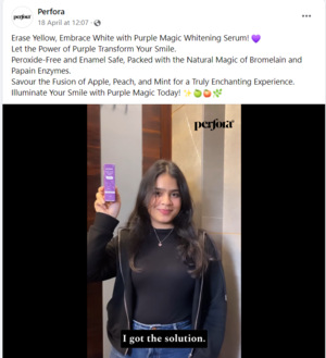 Perfora teeth whitening ad post