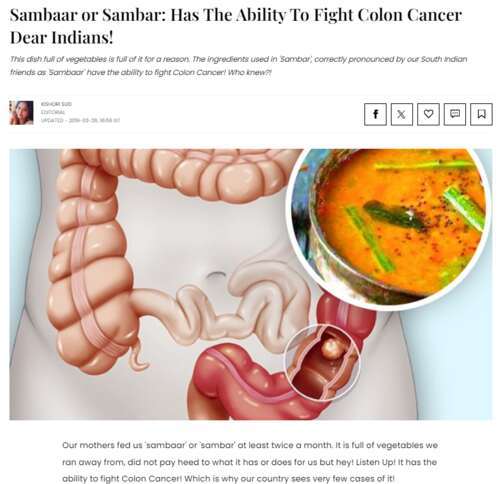 Sambar can prevent colon cancer