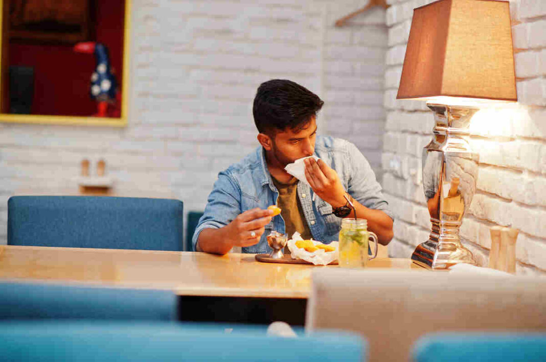 sweating while eating