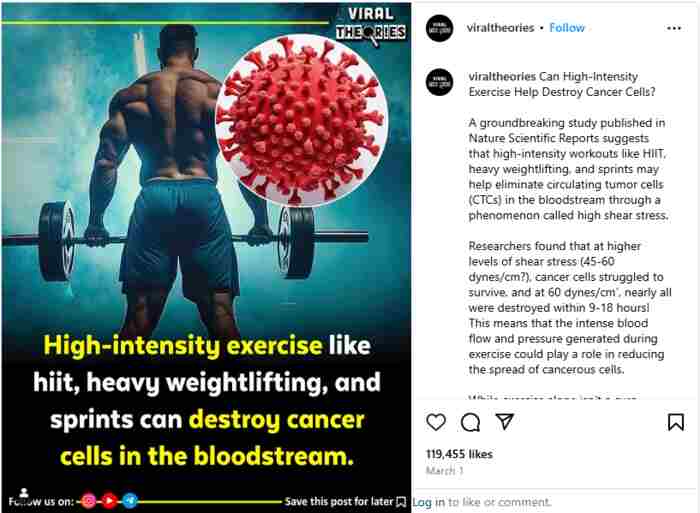 high-intensity exercise can destroy cancer cells