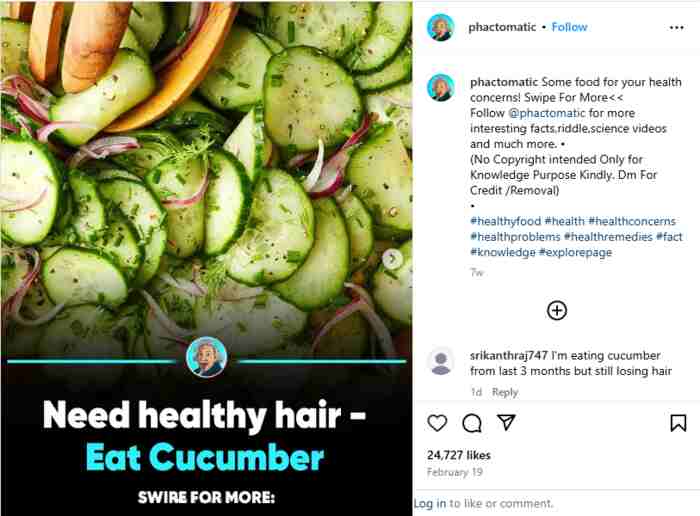 cucumber alone can improve hair health