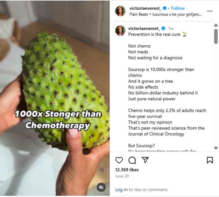 soursop 10,000 times stronger than chemotherapy