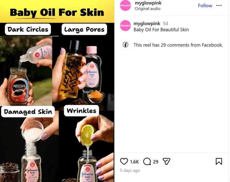 baby oil for dark circles
